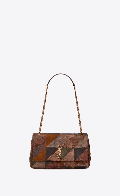 SAINT LAURENT Jamie Woman jamie medium "carré rive gauche " in leather, suede and python patchwork a_V4